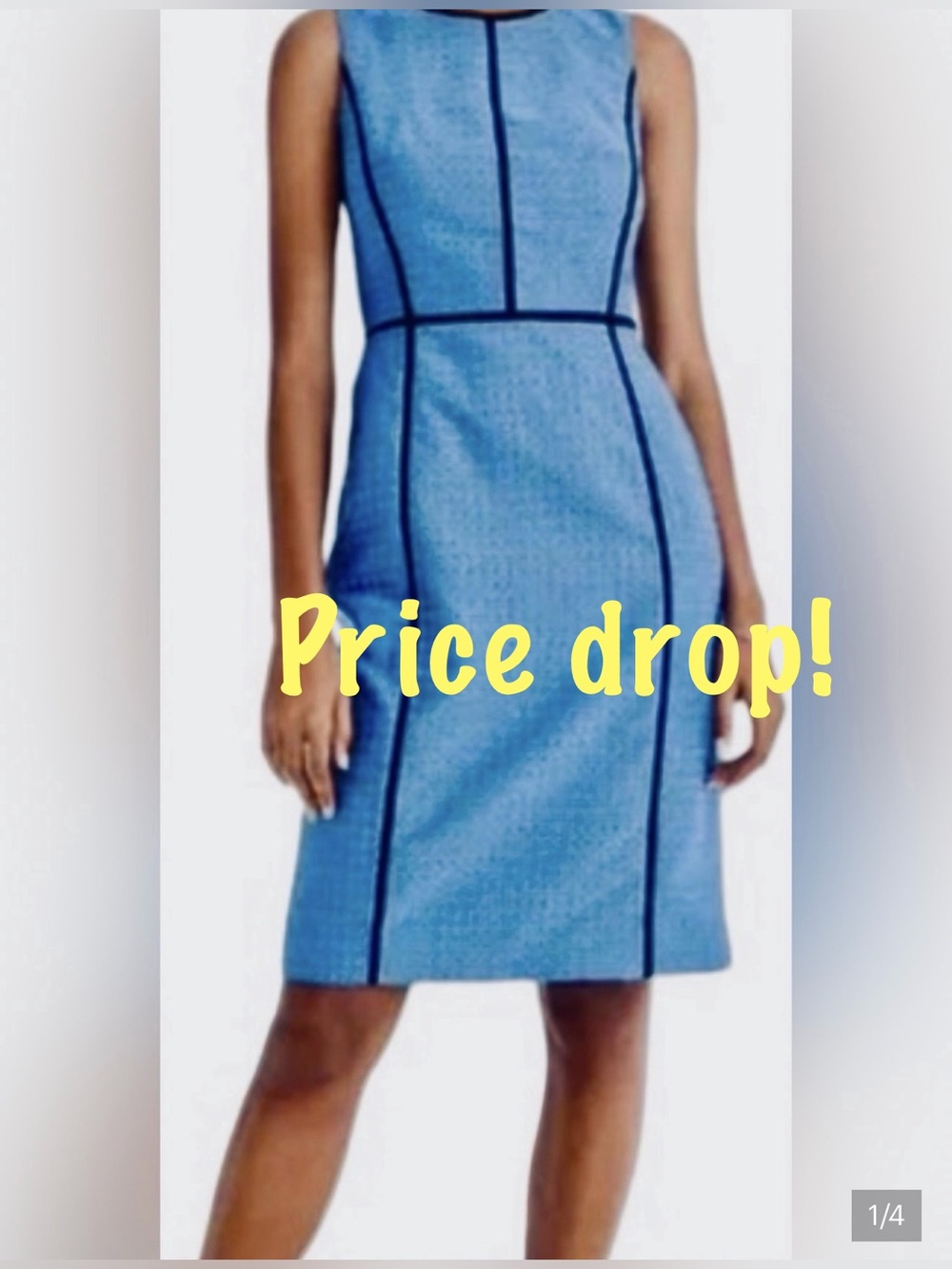 J. Crew Aqua Polka-Dot Sleeveless Sheath Dress with Dark Piping